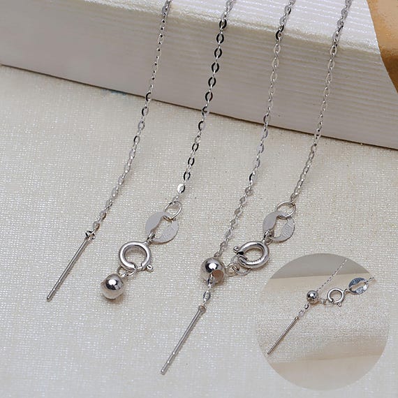 AU750 18K Solid White Gold Flat O Chain Necklace, White Gold Cable