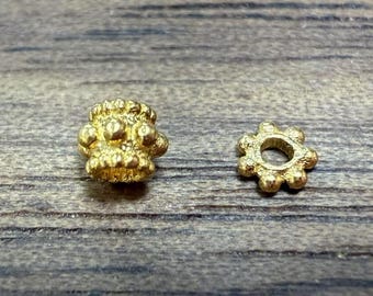 18K Solid Gold Bead, Nugget, Greek Key, Lantern Bracelet Bead