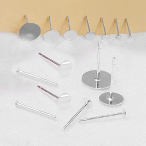 Sterling Silver Earring Posts, Flat Circle Studs (1.5-8mm)