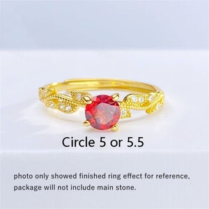 Bladvorm sterlingzilver, ronde ring 925 zilver, ring met vier tanden en klauw, ringband met ronde ring, damesring 5 mm 5,5 mm