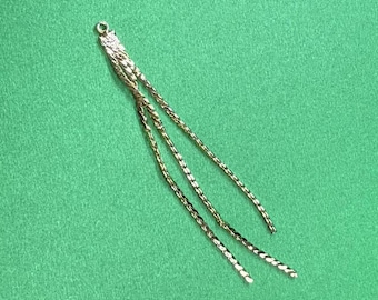 14K Gold Plated Tassel Charm, DIY Jewelry Pendant