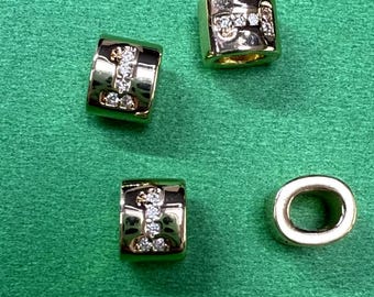 0-9 14K Gold Plated Copper CZ Number Beads, Flat Tube Bead, Figure Bead, Birth Date Bead, Arabic numerals Bead, Neclace & Bracelet Bead