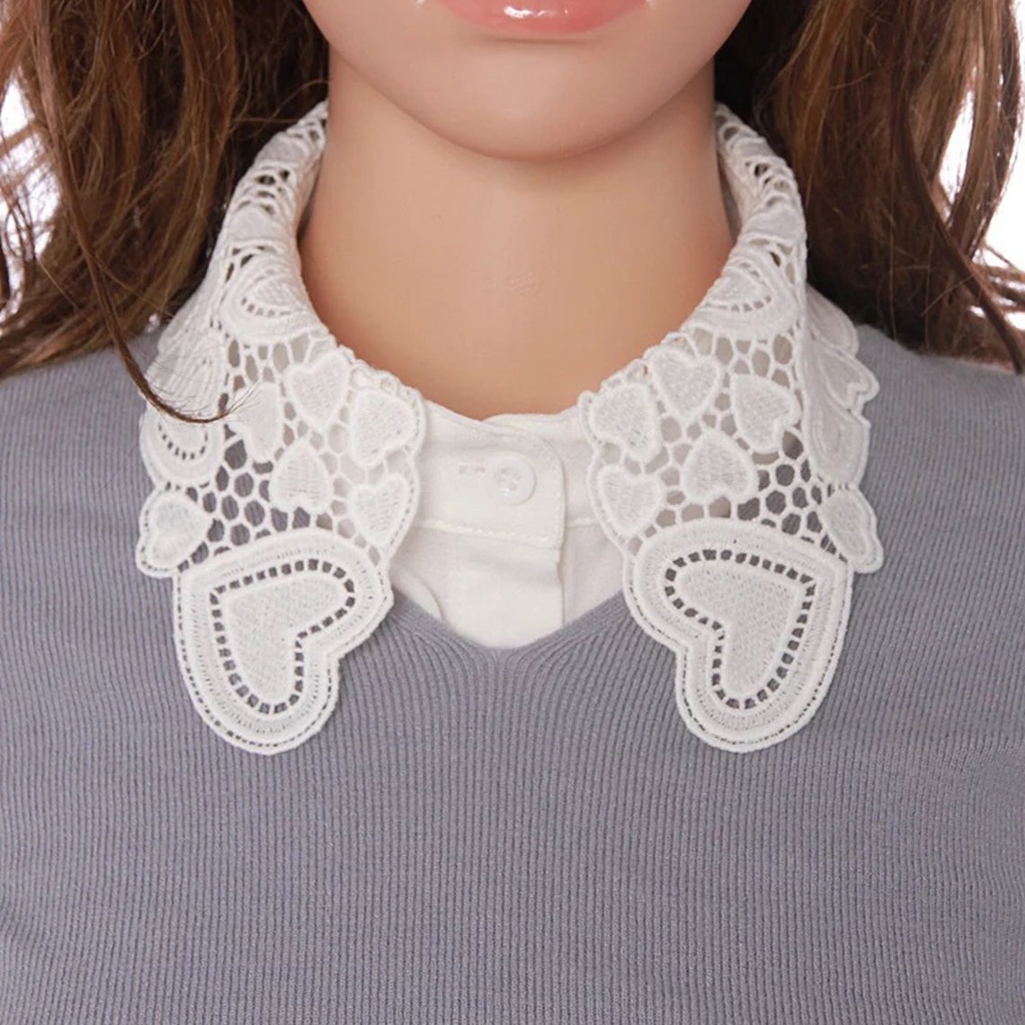 Sweet Heart Lace Collars Daily clothes fake collar Sew on | Etsy