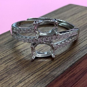 Sterling Silver Ring Settings, 925 Silver Oval Ring Head, Four Prong Ring setting with Claw, Oval Bezel Ring Band,Ring Base 4*6mm 5*7mm