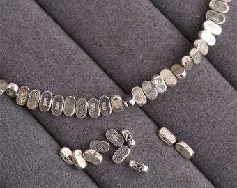 Sterling Silver Oval Spacer Beads, Textured Flat Oval Disc Loose Beads for Bracelet Necklace Jewelry Making Supplies