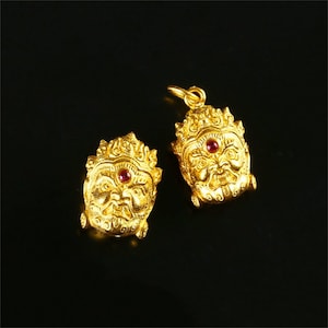 18K Solid Gold Buddha Bead, CZ Gem, Dharma Bead