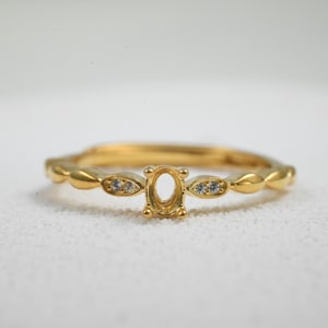 Sterling Silver Delicate Ring Settings, Silver Oval Ring Head, Four Prong Ring setting with Claw, Oval Bezel Ring Band,Ring Base 3*4mm 4*5mm