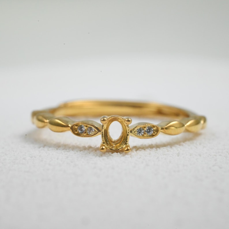 Delicate Setting Sterling Silver Delicate Ring Settings, Silver Oval Ring Head, Four ...