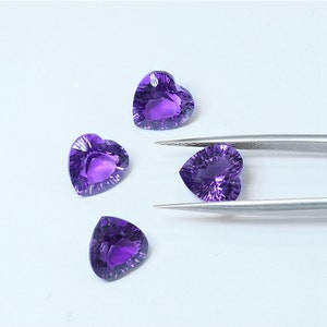 Natural Amethyst Heart Cabochon, Heart Cut Amethyst Gemstone, February Birthstone, Purple Amethyst Loose Stone for Bezel/ Prong Setting 10mm
