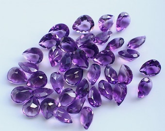 Natuurlijke paarse amethist druppel cabochon, peer geslepen edelsteen (8*10 mm)
