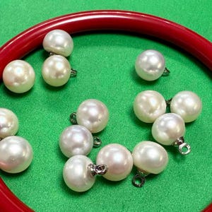 20 pcs Pearl Buttons, Natural Pearl Buttons with wire shank, 5 colors SIZE (8-9mm)