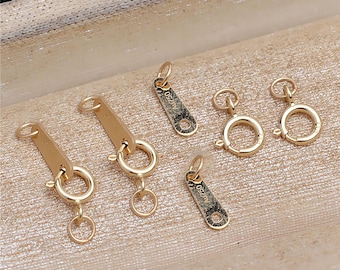 1pc 18K Solid Gold Spring Ring Clasp w/ Double Hole Quality Tag, Solid Yellow Gold Lobster Clasp,Necklace & Bracelet Clasp,Jewelry Connector