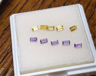 Gelber Quarz Rechteck Cabochon, Smaragd geschnitten Flatback lose Stein, Rechteck Edelstein für die Schmuckherstellung Lieferungen, lila Quarz Flatback