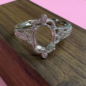 Sterling Silver Statement Ring Settings, 925 Silver Oval Ring Head, Four Prong Ring setting with Claw, Oval Bezel Ring Band, Ring Base 5*7mm