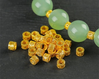 1pc 18K Solid Gold Coin Beads, Solid Gold Money Bead, Coinage Bead, Riches Beads, Treasure Bead, Coin Tube Spacer for Bracelet & Necklace