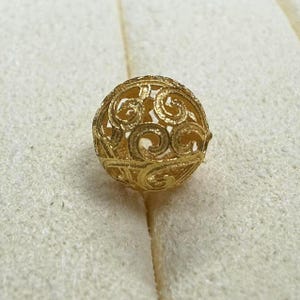 1pc 18K Solid Gold Spiral Bead, Solid Gold Swirl Bead, Hollow Bead, Phoenix Tail Bead, Round Ball Spacer for Bracelet Necklace 4mm 6mm 8mm