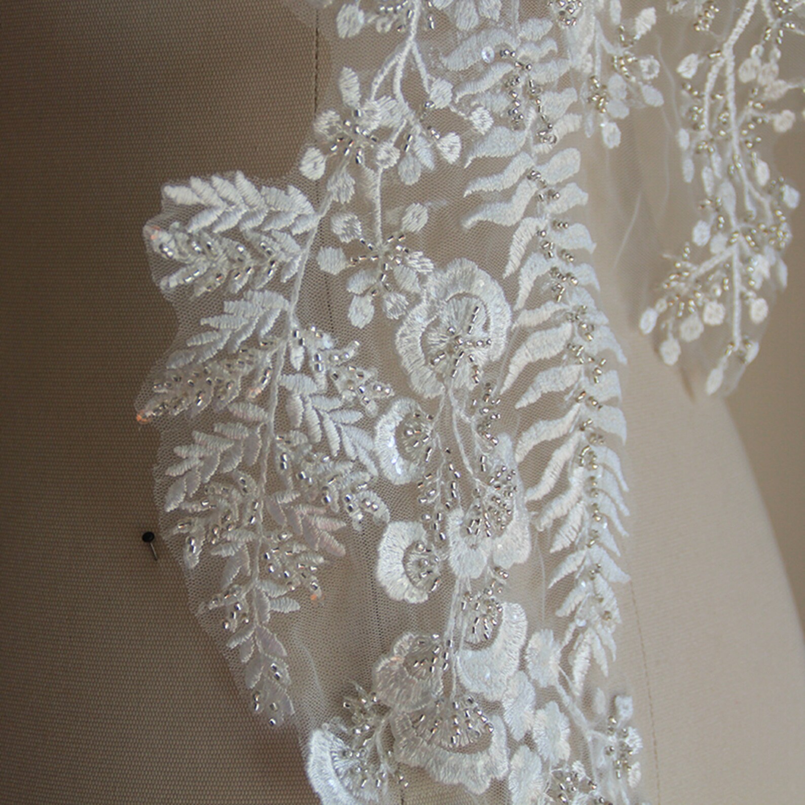 Beaded Embroidered Lace Applique Patch Wedding Lace Bridal Etsy