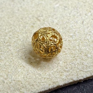 1pc 18K Solid Gold Spiral Bead, Solid Gold Swirl Bead, Hollow Bead, Phoenix Tail Bead, Round Ball Spacer for Bracelet 4mm 6mm 8mm 10mm