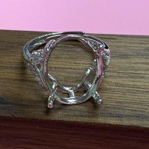 Sterlingzilveren solitaire ringinstellingen, 925 zilveren ovale ringkop, ring met vier tanden en klauw, ovale ringband, ringbasis 5*7 mm