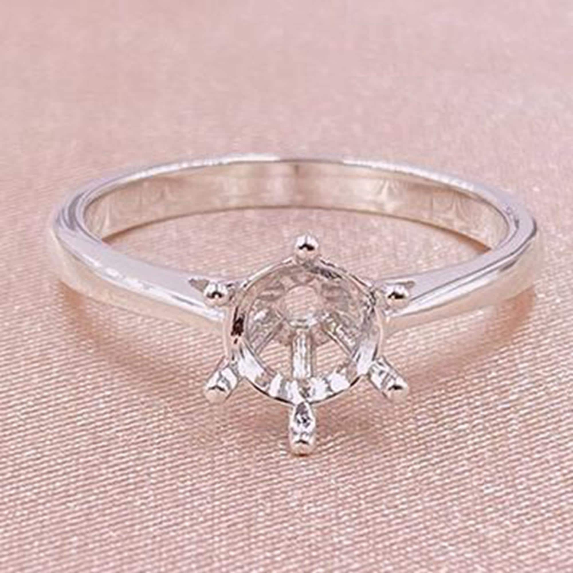 Delicate Setting Sterling Silver Delicate Ring Settings, S925 Silver Round Ring Head ...