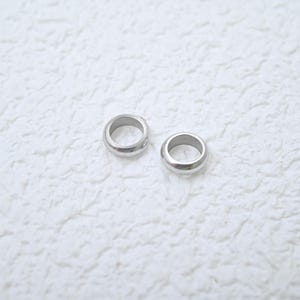 100pcs Stainless Steel Pony Bead, Steel Plain Bead, Flat Round Bead, Donut Bead, Wheel Bead, Rondelle Bead, Large Hole Spacer for Bracelet