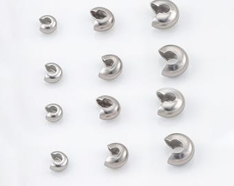 100pcs Stainless Steel Crimp Cover Beads, Knot Cover Beads, Crimp Beads, Round Cover Beads, Cord End Bead, Jewelry Findings 3mm 4mm 5mm