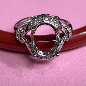 Sterlingzilveren ringinstellingen, 925 zilveren ovale ringkop, ring met vier tanden en klauw, verstelbare ring 4*6 mm 5*7 mm 6*8 mm 7*9 mm