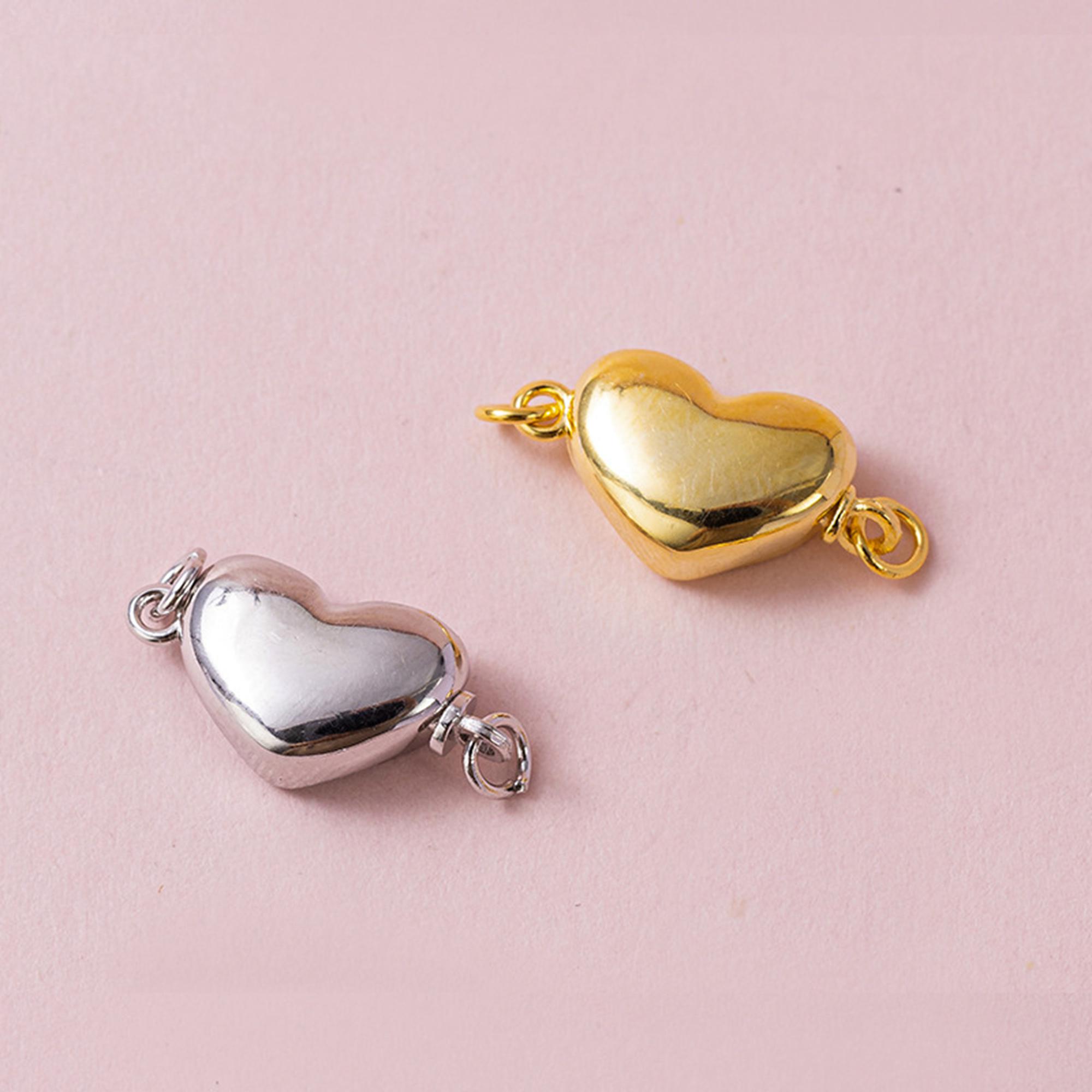Sterling Silver Heart Safety Clasp, S925 Silver Love Pearl