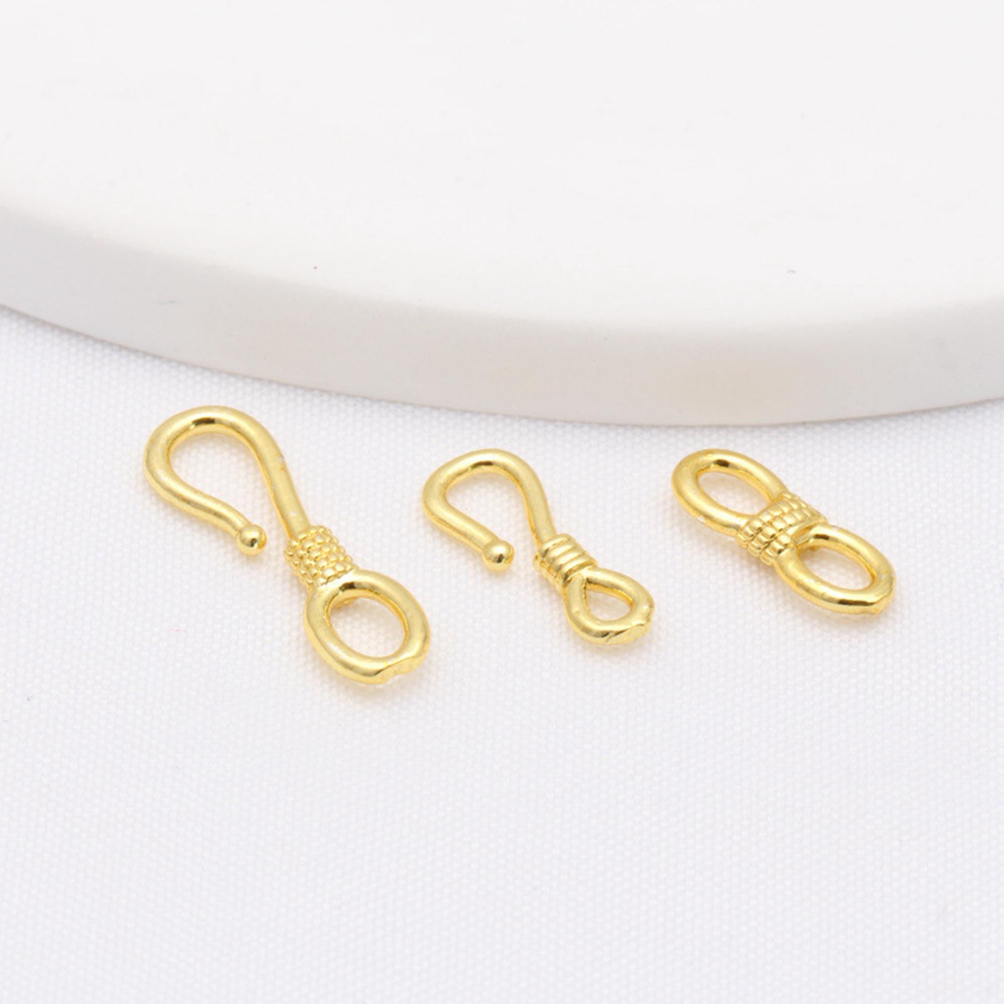 14K Gold Plated Fish Hook Clasp, Gold Tone Hook and Eye Clasp