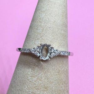 Sterlingzilveren solitaire ringinstellingen, 925 zilveren ovale ringkop, ring met vier tanden en klauw, ovale ring ringband, ringbasis 3*5 mm