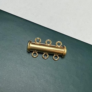 14K Gold Filled Tube Clasp with Two Three Four Rings, Slide Lock Clasp with Two Three Four Strands, Detangler Clasp, Bar Clasp for Bracelet