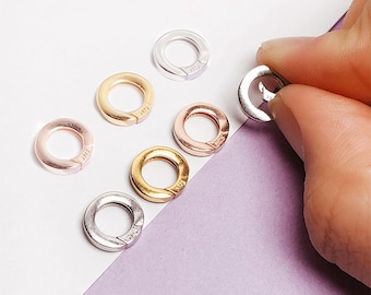 Sterling Silver Round Clasp, Push Gate Clasp, Hinged Ring Clasp, Spring Gate Clasp, Jewelry Fastener Clasp, Bracelet Clasp, Necklace Clasp