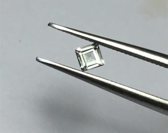 Natural White Topaz Square Cabochon, Emerald Cut Cabs Gemstone, Faceted Loose Stone for Jewelry Making, December Birthstone 2mm 3mm 4mm 5mm