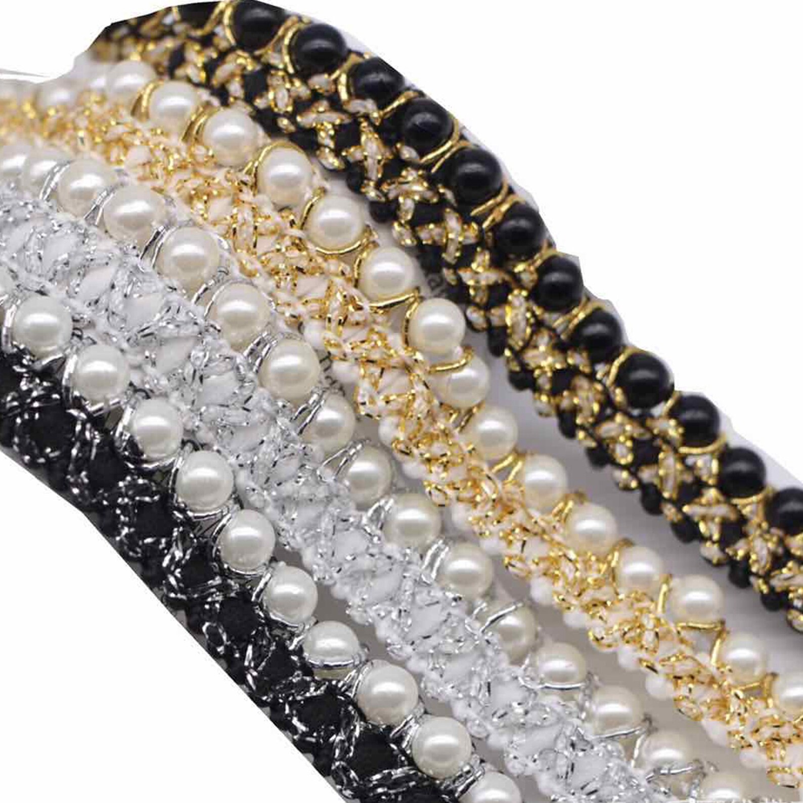 Wholesale Bridal Decorative Crytal Pearl Rhinestone Trim For Wedding Dresses - Rhinestone Applique And Bridal Applique Price