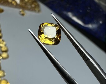 Yellow Citrine Square Faceted Loose Stone, Cushion Cut Gemstone For Jewelry Prong Settings, Healing Crystal Gemstone, Citrine Cabochon 6mm