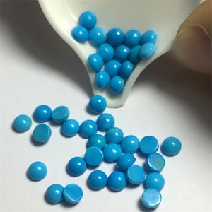 Gemma turchese naturale tinta, cabochon rotondo, gemma liscia sciolta, pietra cabochon rotonda, cabochon a fondo piatto, pietra sciolta per gioielli 3 mm
