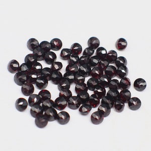 Natural Black Garnet Round Cabochon, January Birthstone, Round Brilliant Cut Mozambique Loose Stone,Faceted Gemstone for Ring Making 2mm 3mm