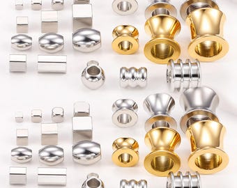 20pcs Stainless Steel Barrel Beads, Wrist Bead, Vase Bead, Oval Bead, Rice Bead, Cube Bead, Block Bead, Geometric Bead, Bracelet Spacer