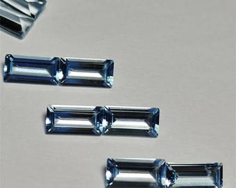 Natural London Blue Topaz Rectangle Cabochon, Emerald Cut Cabs Gemstone, Faceted Flatback Loose Stone for Jewelry, December Birthstone 4*8mm
