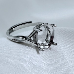 Sterling Silver Ring Settings, 925 Silver Oval Ring Head, Four Prong Ring setting with Claw, Adjustable Ring Band 8*10mm 9*11mm 10*12mm