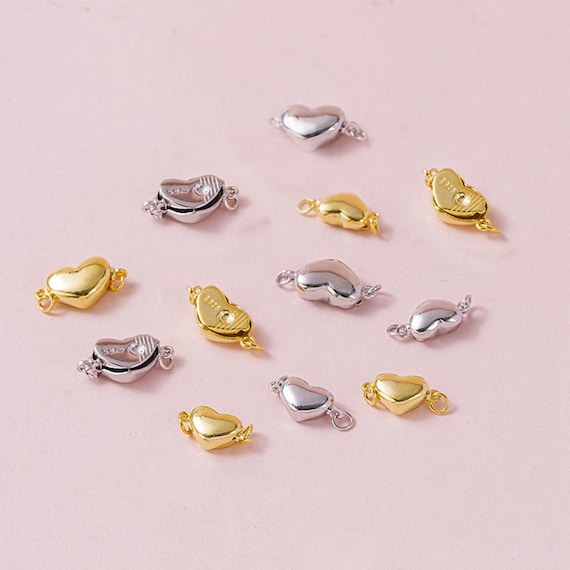 Sterling Silver Heart Safety Clasp, S925 Silver Love Pearl