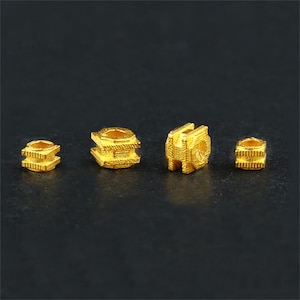 1pc 18K Solid Gold Cube Beads, Solid Gold Block Bead, Square Bead, Cubic Beads, Pony Bead, Geometric Spacer Beads for Bracelet & Necklace