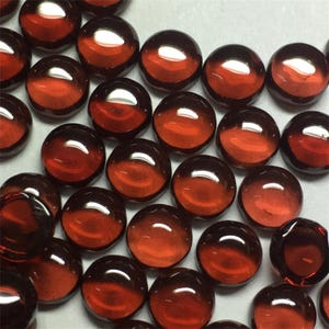 Natural Red Garnet Round Cabochon, January Birthstone, Smooth Loose Stone, Round Gemstone for Jewelry Making 3mm 4mm 5mm 6mm, Flat Back