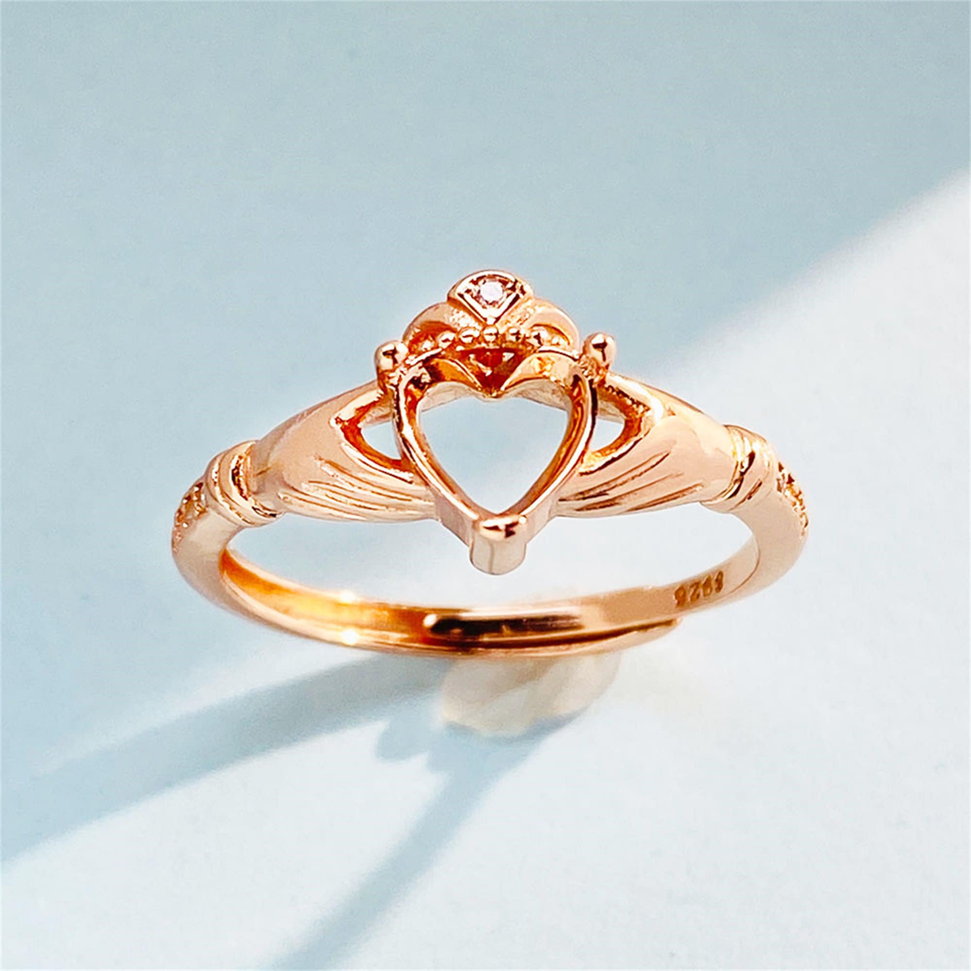 Sterling Silver Love Heart Ring Setting, Adjustable Prong Base (6x6mm ...