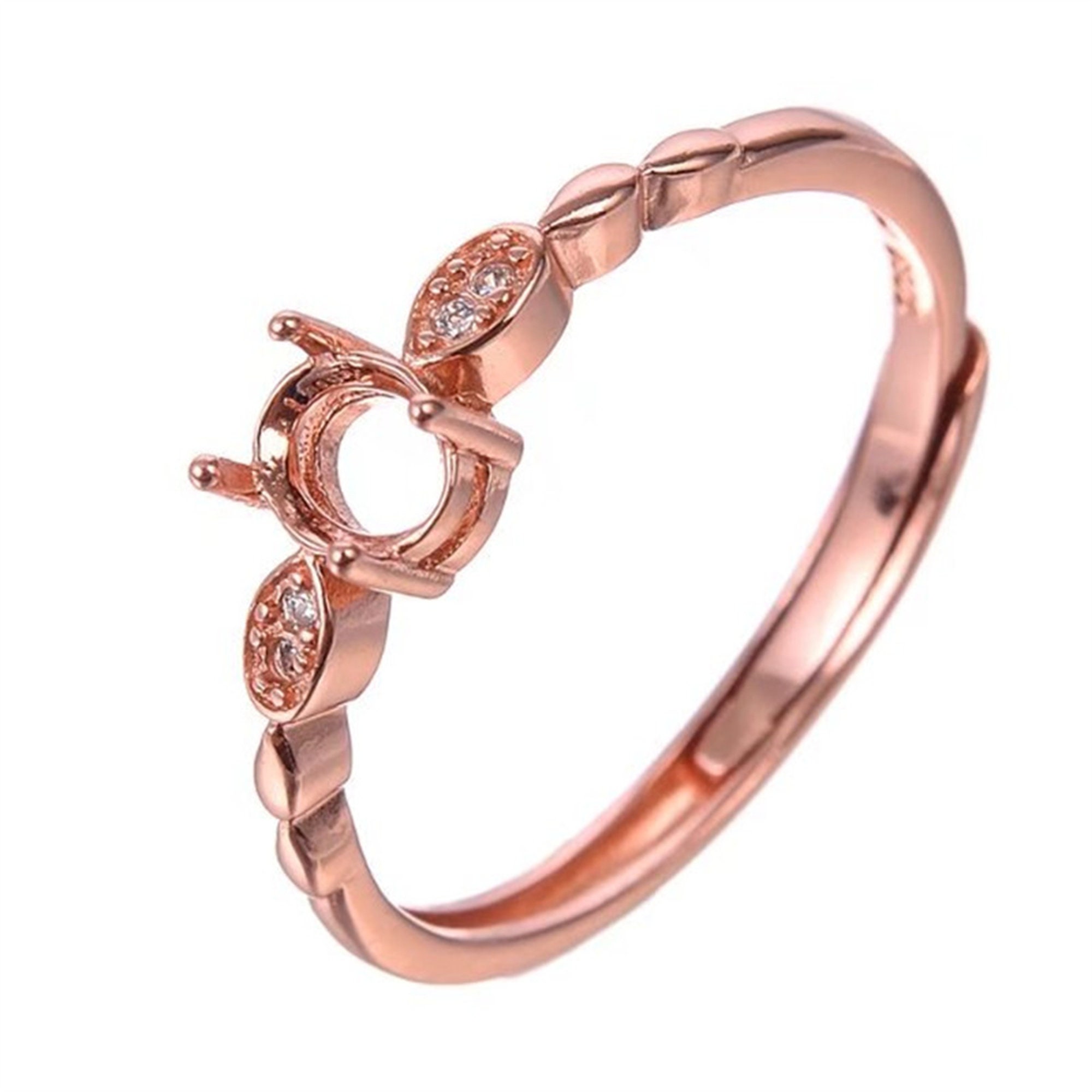 Delicate Setting Sterling Silver Delicate Ring Settings, Silver Oval Ring Head, Four ...