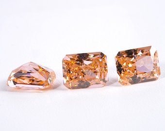 OrangeRed Cubic Zirconia Rectangular Faceted Loose Stone, Radiant Cut HQ Cubic Zircona Gemstone For Jewelry Prong Settings 6*8mm 7*9mm