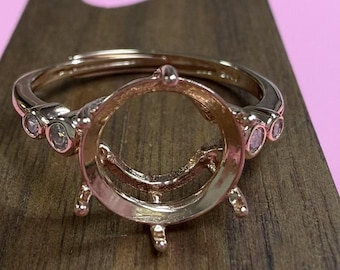 Sterling Silver Ring Settings, 925 Silver Round Ring Head, Six Prong Ring setting with Claw, Round Bezel Ring 6mm 7mm 8mm 9mm 10mm 11mm 12mm