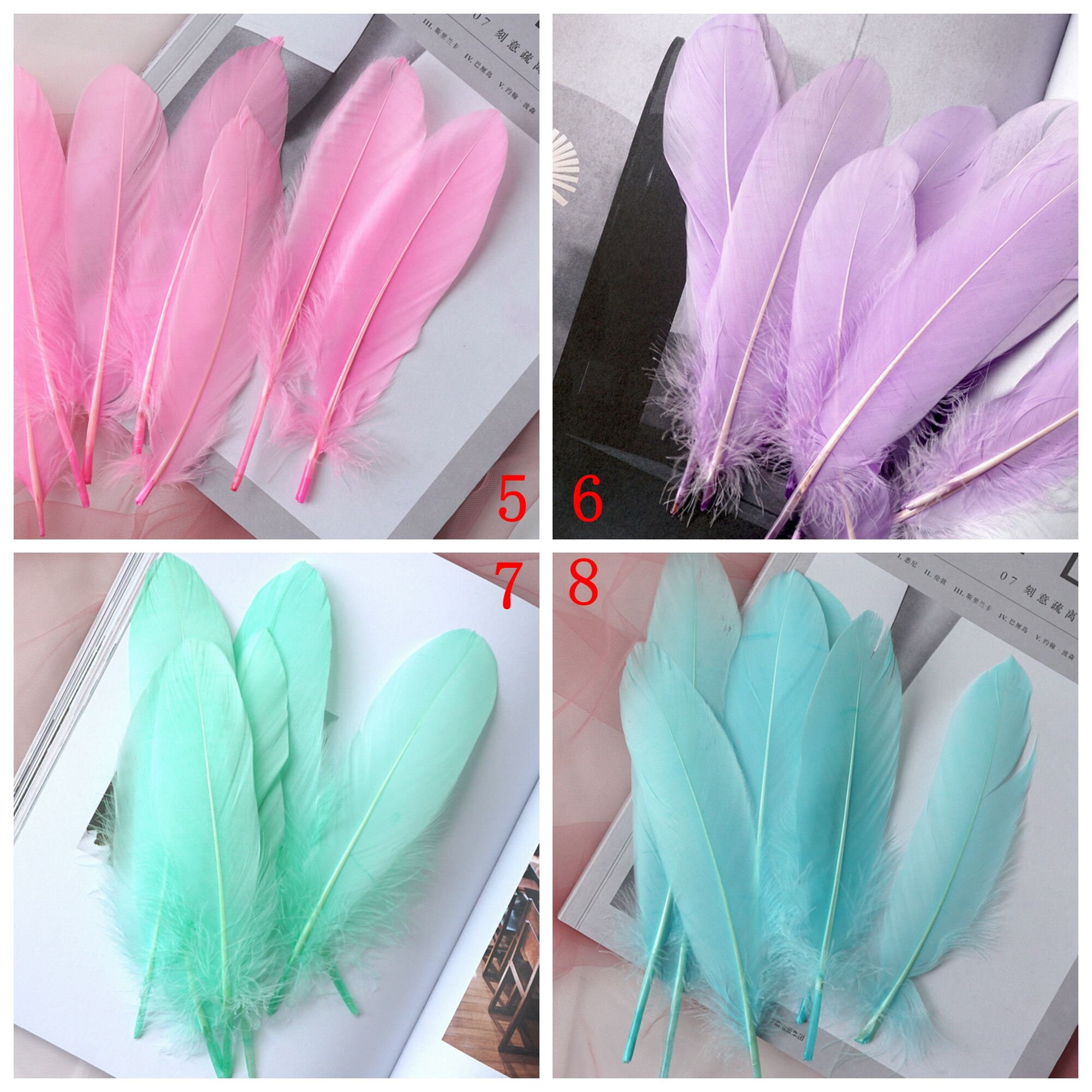 50pcs Large Hard Craft Feathers Assorted Colored for Hat - Etsy