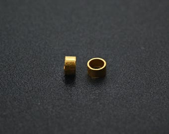 18K Solid Gold Tube Bead, Large Hole Spacer