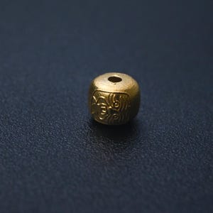 18K Solid Gold Zakiram Bead, Tibetan Round Spacer